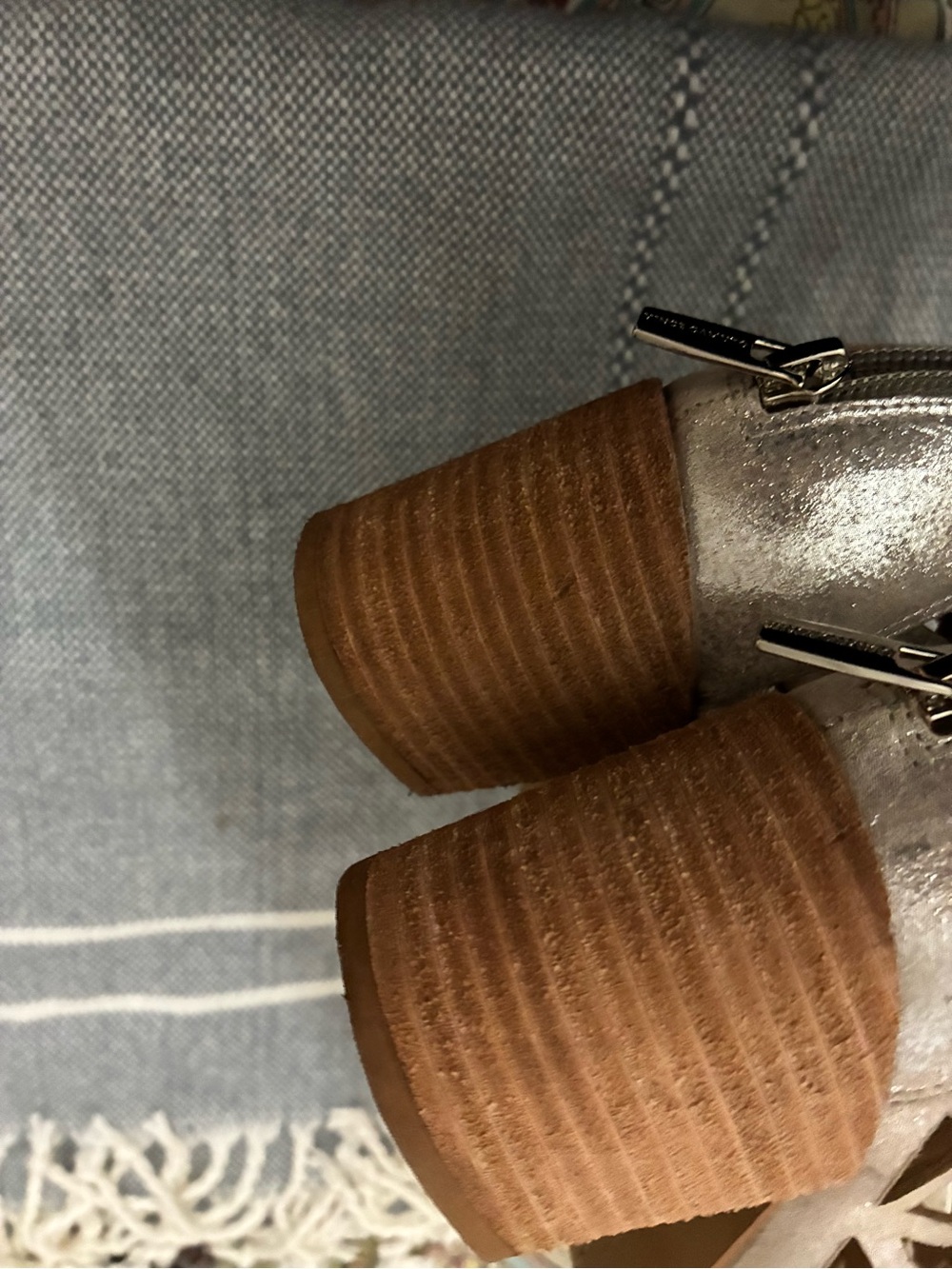 Vince Camuto Pewter Block Heel Sandals - Picture 4 of 5